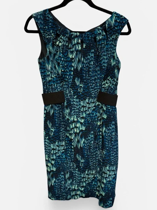 Nanette Lepore 100% Silk Peacock Feather Print Dress - Size 4 - Made in USA - Picture 3 of 8